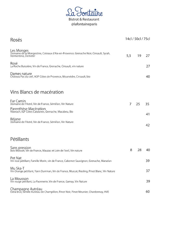 La Fontaine - Menu Image 4